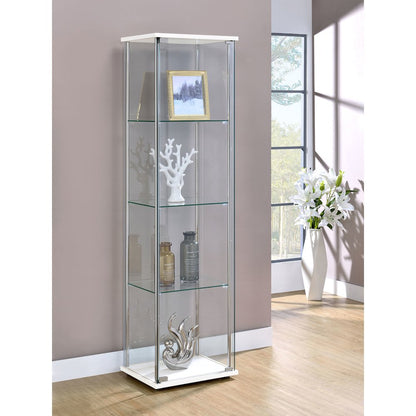 Bellatrix 4-shelf Clear Glass Curio Cabinet White