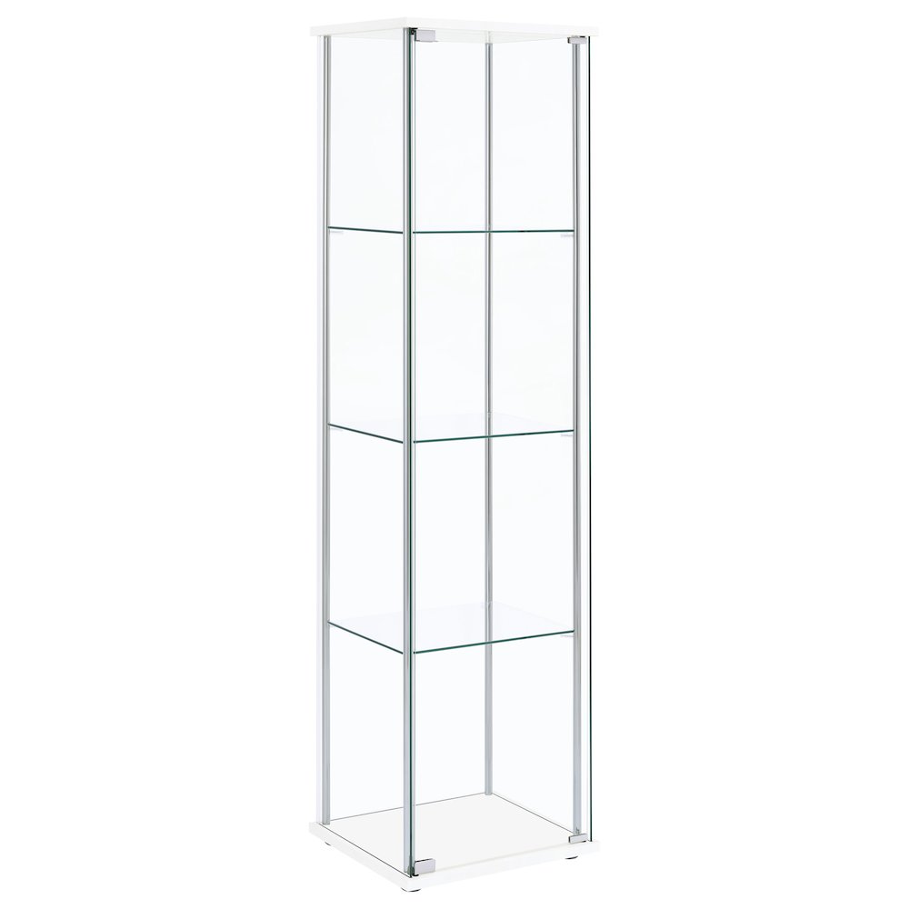 Bellatrix 4-shelf Clear Glass Curio Cabinet White