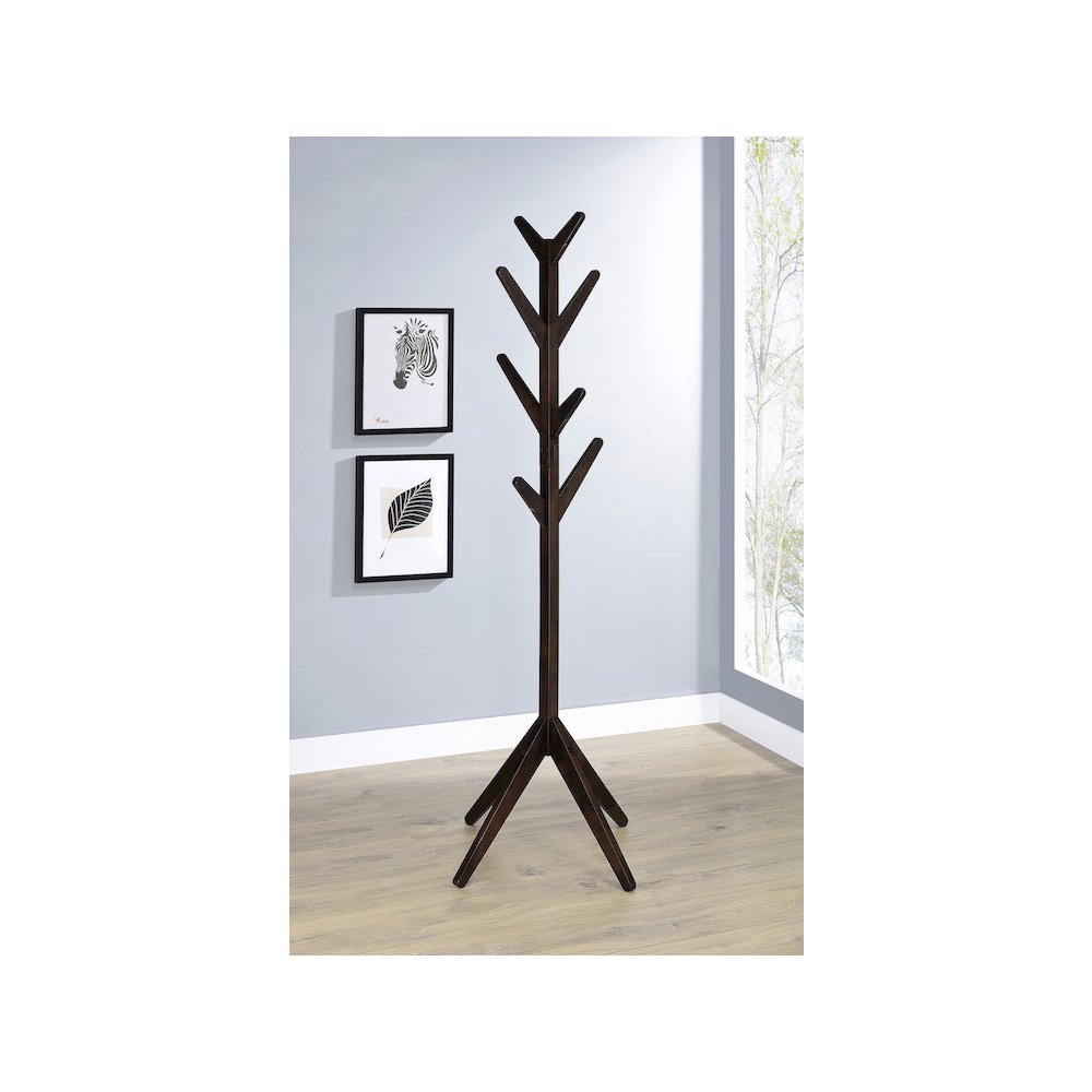 Margaret Solid Wood Coat Rack Clothing Hanger Cappuccino
