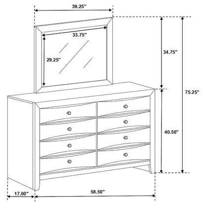 Briana 8-drawer Dresser with Mirror Black