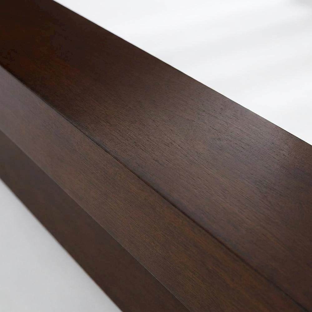 Eastern King Wood Platform Bed with LED Panel Headboard, Cappuccino