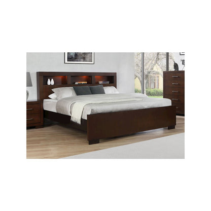 Jessica California King LED Storage Bookcase Bed Cappuccino