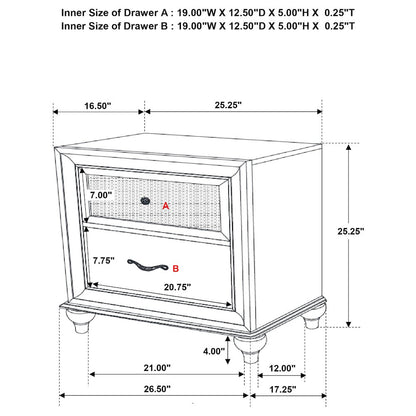 Barzini 2-drawer Nightstand Black