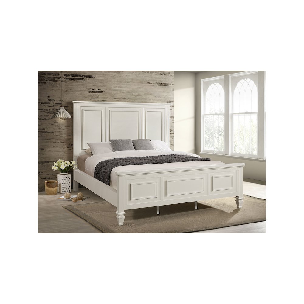 Sandy Beach 63-inch California King Panel Bed Cream White