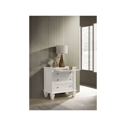 Sandy Beach 3-drawer Nightstand Cream White