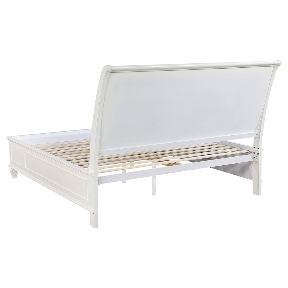 FurniFact Wooden Storage Bed with Brushed Nickel Hardware, Cream White