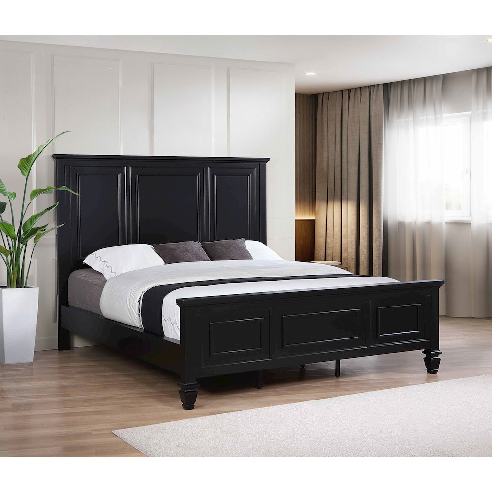 Sandy Beach 63-inch California King Wood Panel Bed Black