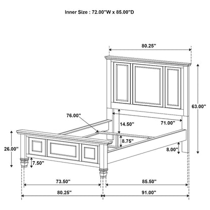 Sandy Beach 63-inch California King Wood Panel Bed Black