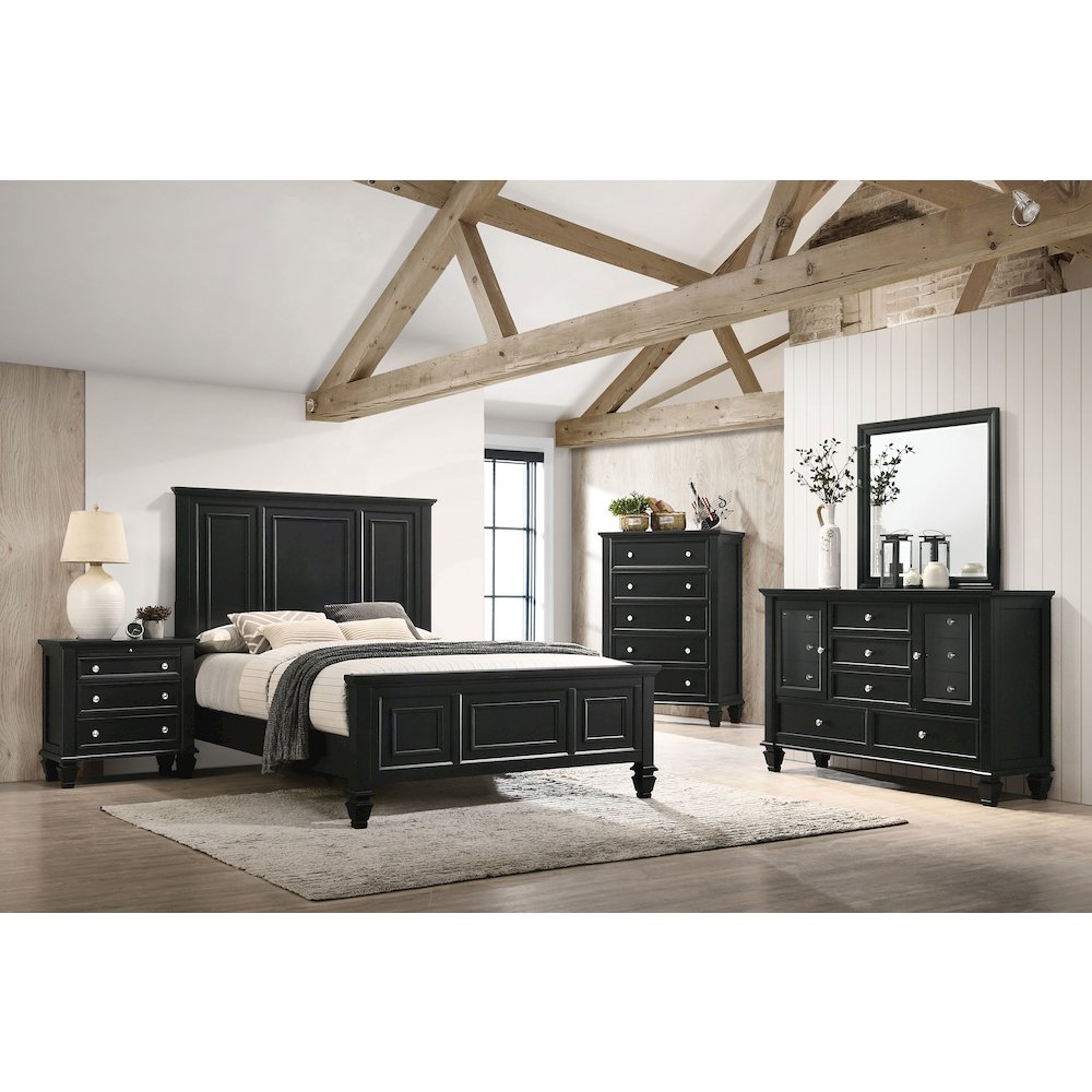 Sandy Beach 63-inch California King Wood Panel Bed Black