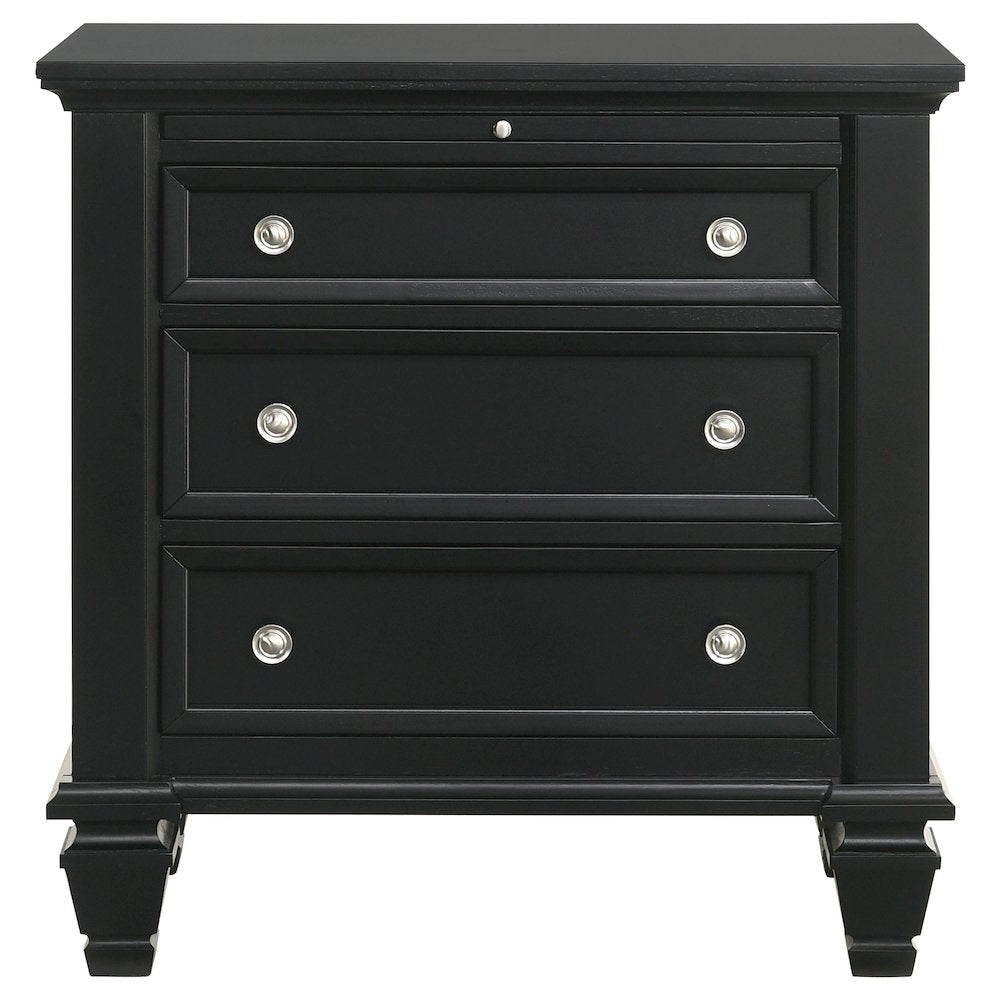 Sandy Beach 3-drawer Nightstand Black
