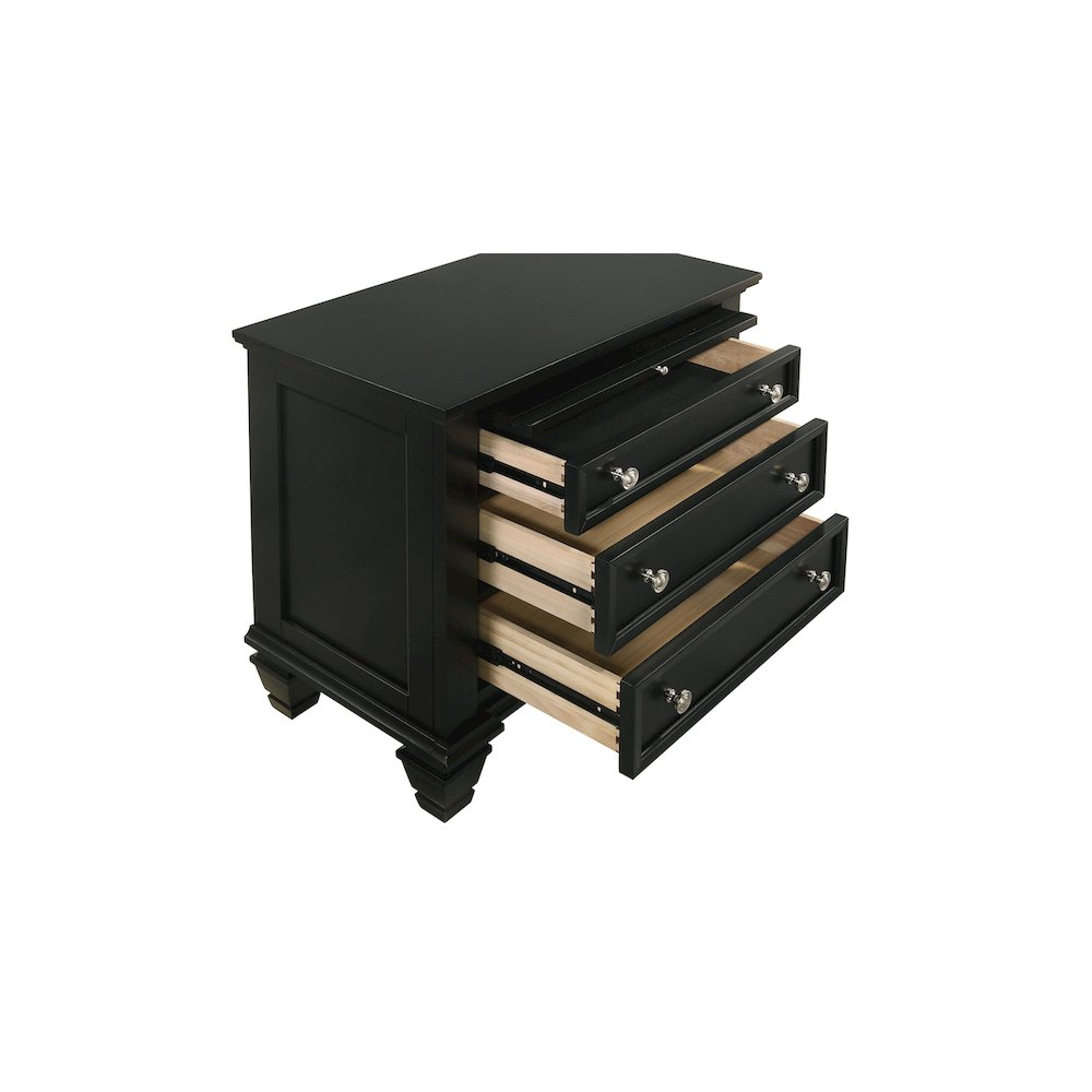 Sandy Beach 3-drawer Nightstand Black