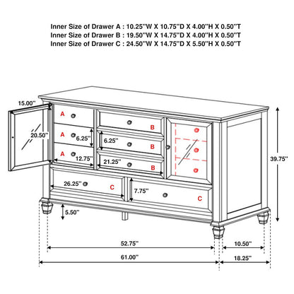 Sandy Beach 11-drawer Dresser Black