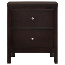 2-Drawer Rectangular Nightstand Cappuccino, Wood Nightstand with Drawers