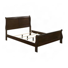 Wooden Full Sleigh Bed Frame with Curved Headboard and Footboard, Cappuccino