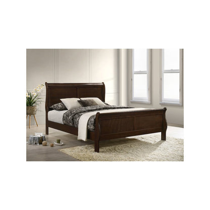Louis Philippe Wood Queen Sleigh Bed Cappuccino