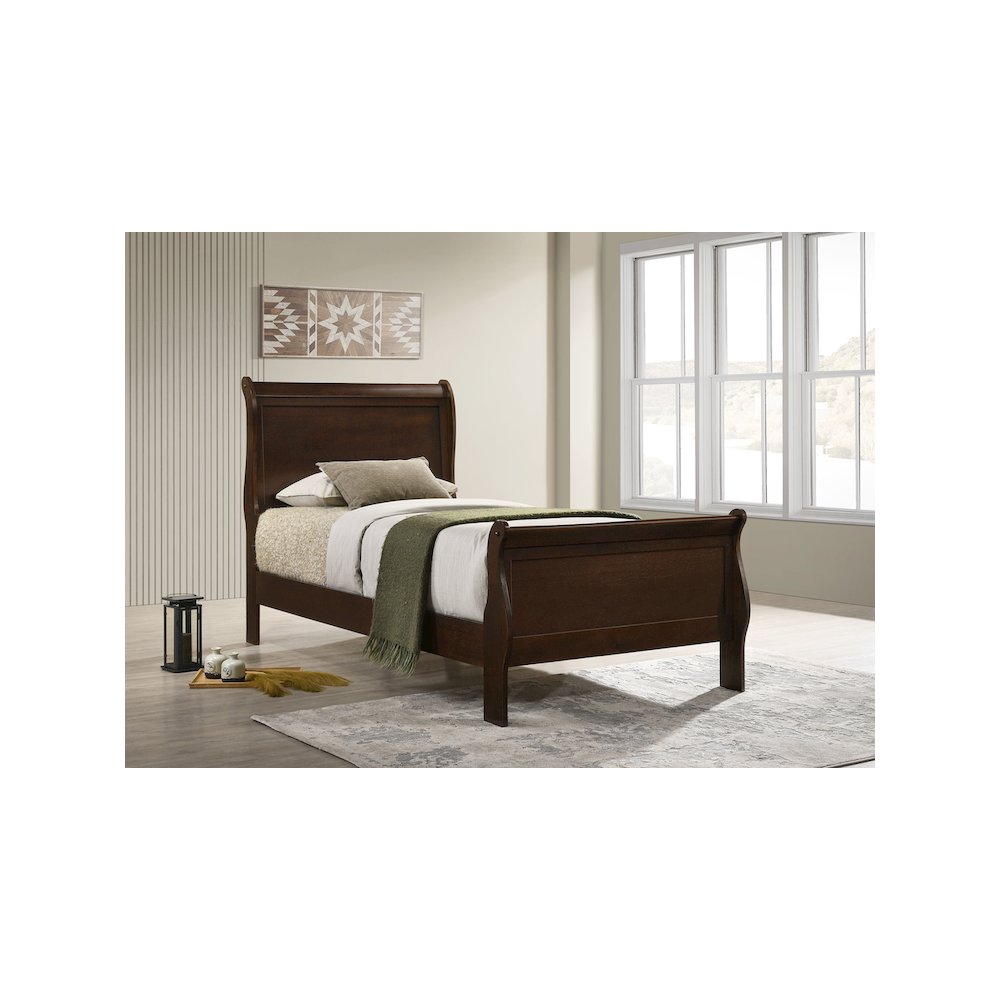 Louis Philippe Wood Twin Sleigh Bed Cappuccino