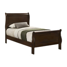Wooden Twin Sleigh Bed Frame with Curved Headboard, Cappuccino