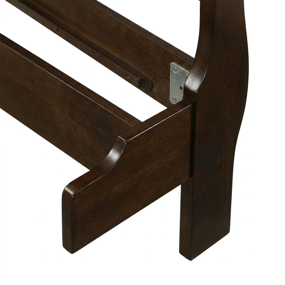 Wooden Twin Sleigh Bed Frame with Curved Headboard, Cappuccino