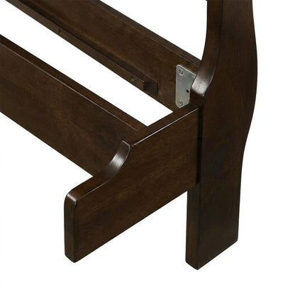 Wooden Twin Sleigh Bed Frame with Curved Headboard, Cappuccino