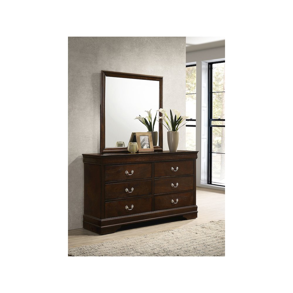 Louis Philippe 6-drawer Dresser with Mirror Cappuccino