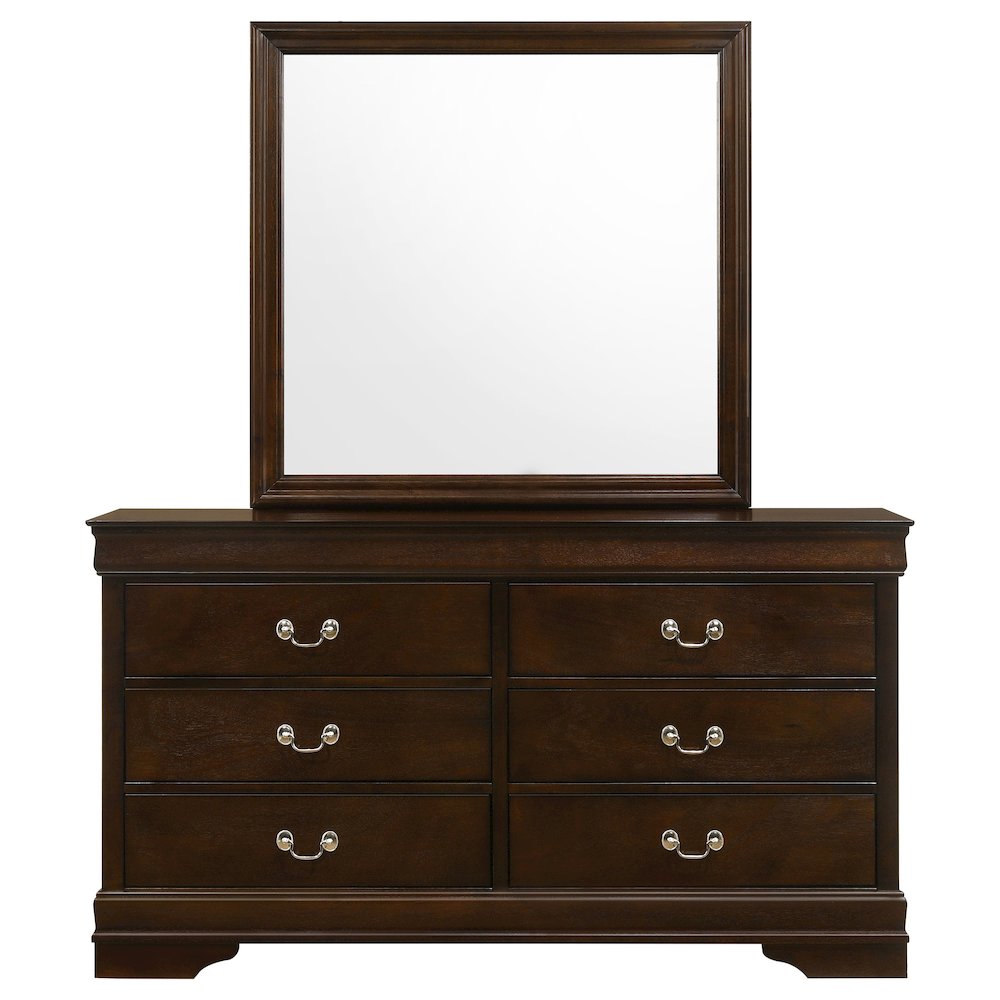 Louis Philippe 6-drawer Dresser with Mirror Cappuccino
