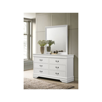 Louis Philippe 6-drawer Dresser and Mirror White
