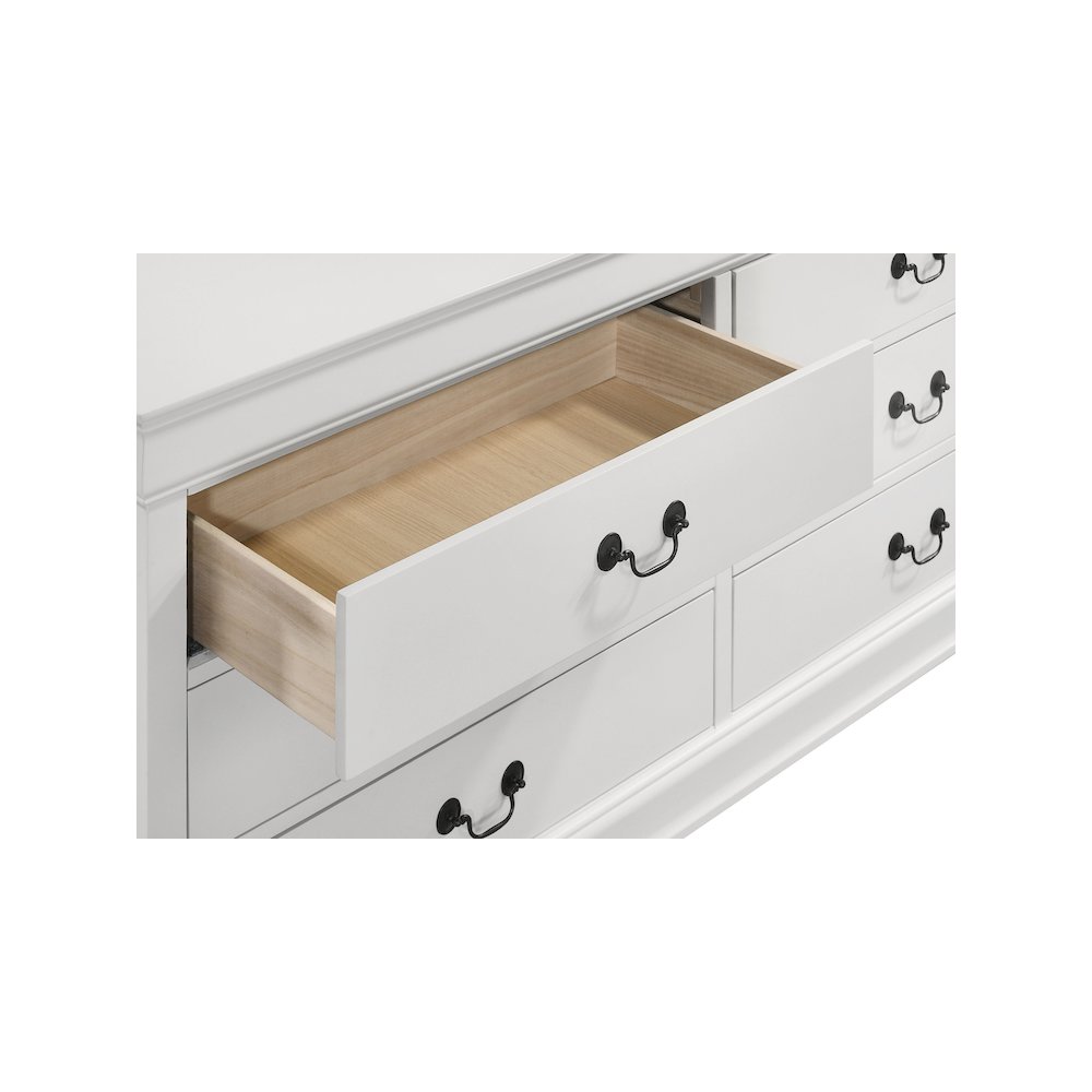 Louis Philippe 6-drawer Dresser and Mirror White
