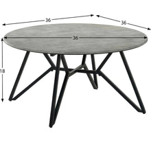 Round Cement Coffee Table in Grey with Gunmetal Base Rustic Design