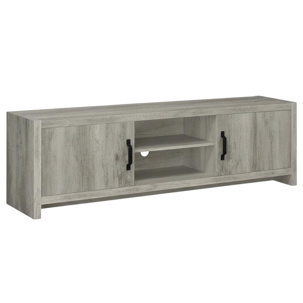 Grey Driftwood 2-Door TV Stand with Engineered Wood Construction