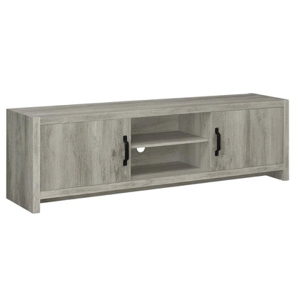 Grey Driftwood 2-Door TV Stand with Engineered Wood Construction