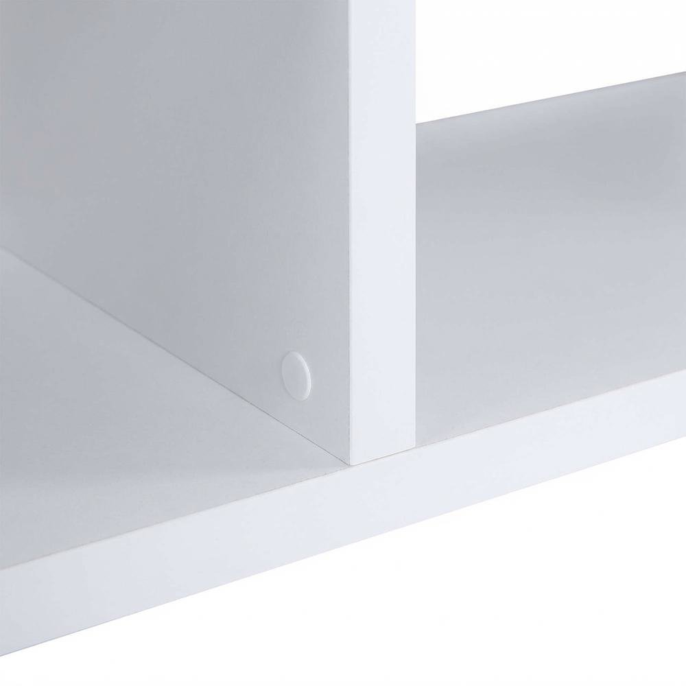 White multipurpose TV stand with open shelving and transitional style