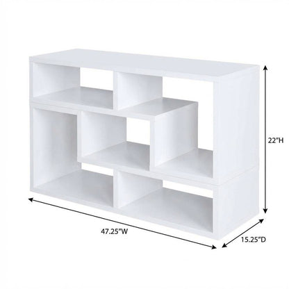 White multipurpose TV stand with open shelving and transitional style