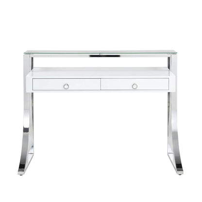 White High Gloss 48-Inch Office Desk With 2 Drawers And Contemporary Style