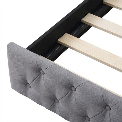 Gray Upholstered Twin Daybed With Trundle, Modern Classic Design