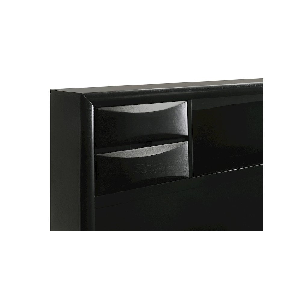 Briana Wood Eastern King Storage Bookcase Bed Black