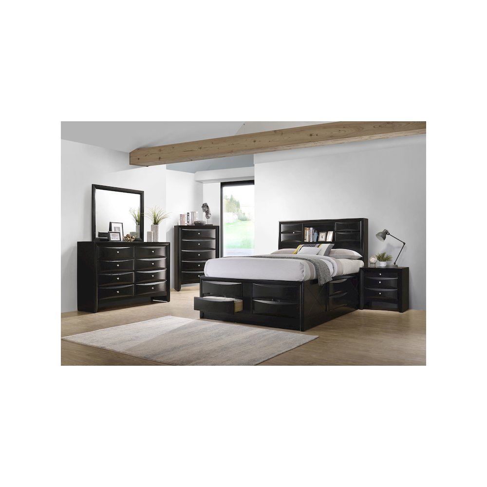 Briana Wood Eastern King Storage Bookcase Bed Black
