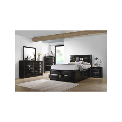 Briana Wood Eastern King Storage Bookcase Bed Black