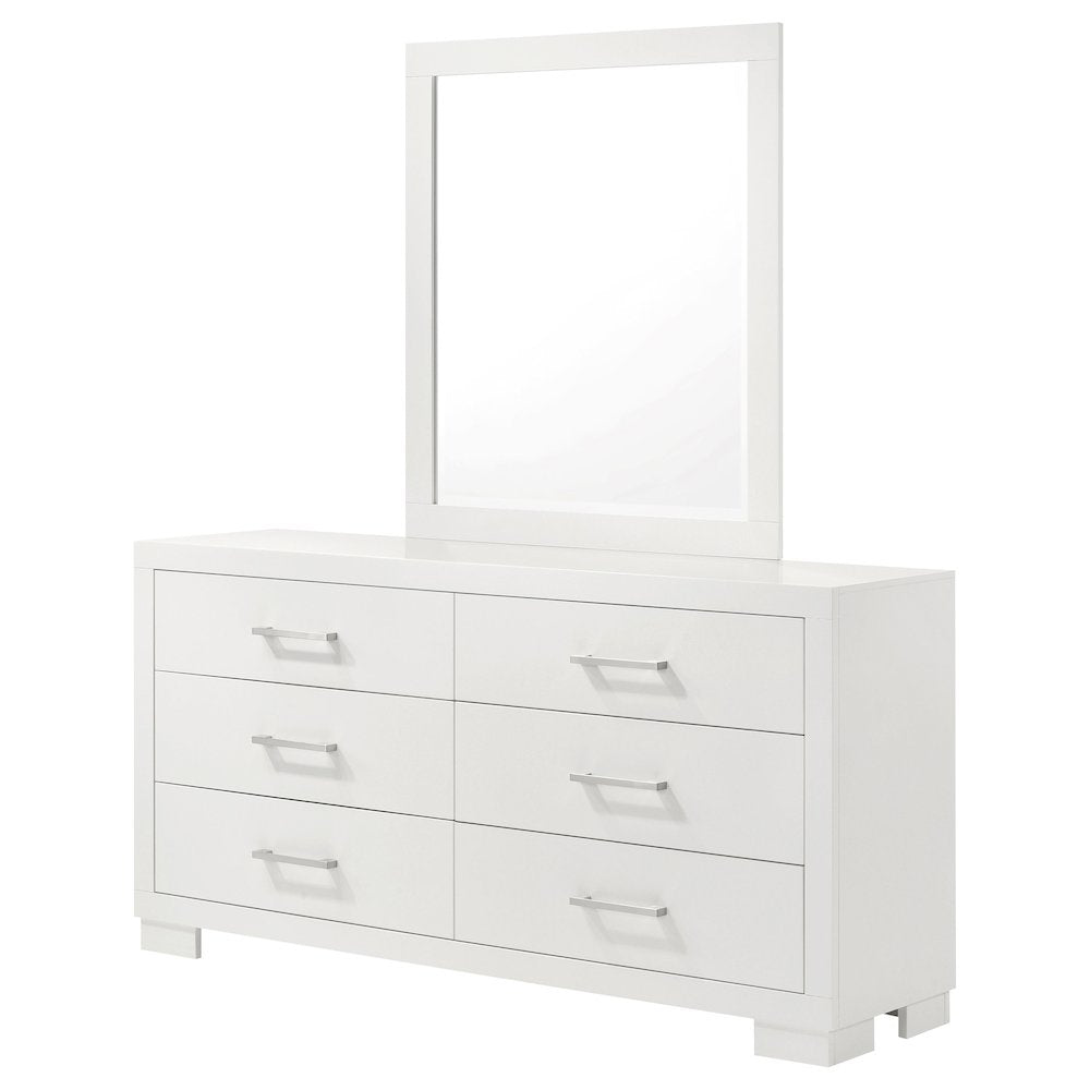 Jessica 6-drawer Dresser with Mirror Cream White