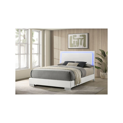 Felicity Wood Queen LED Panel Bed White High Gloss