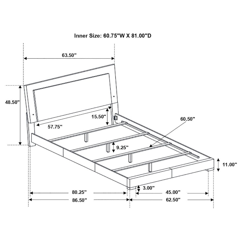 Felicity Wood Queen LED Panel Bed White High Gloss