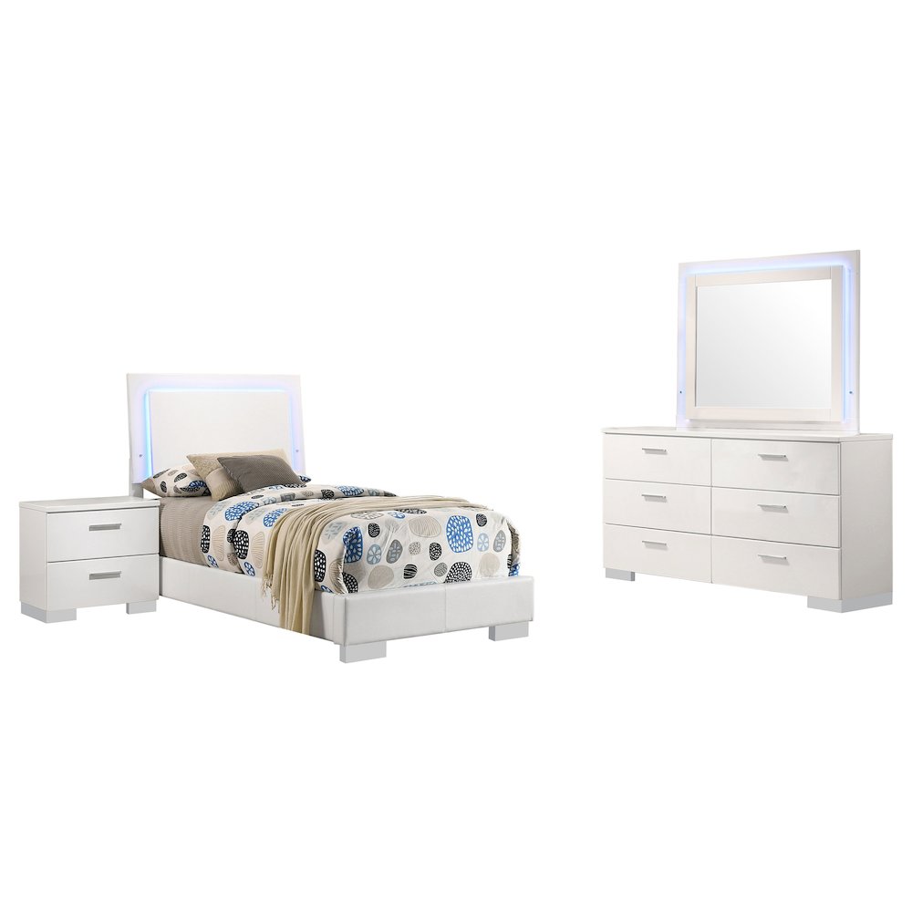 Felicity 4-piece Twin Bedroom Set White High Gloss