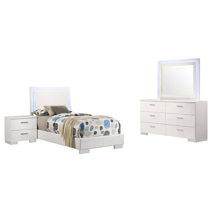 Felicity 4-piece Twin Bedroom Set White High Gloss