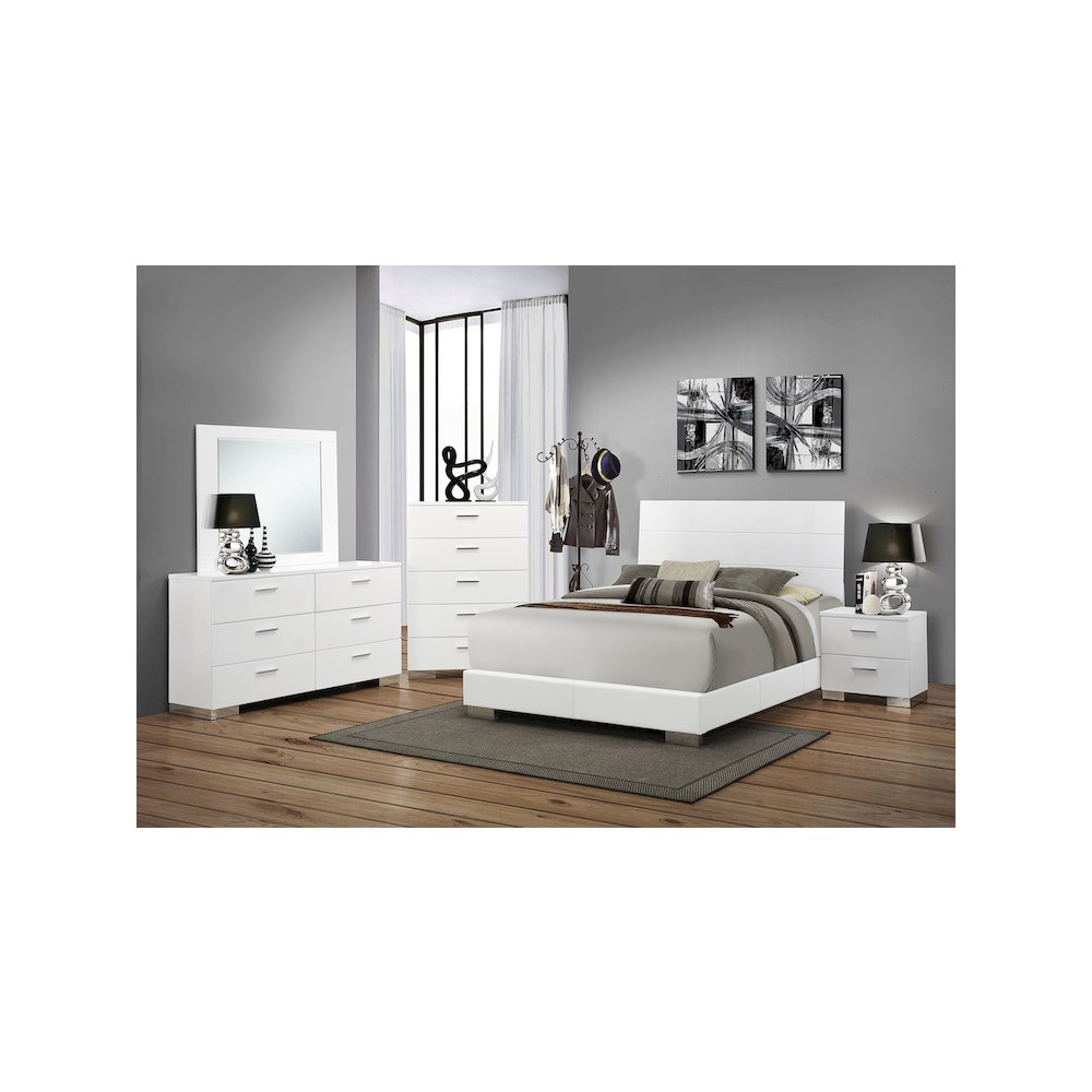 Felicity 6-drawer Wood Dresser with Mirror White High Gloss