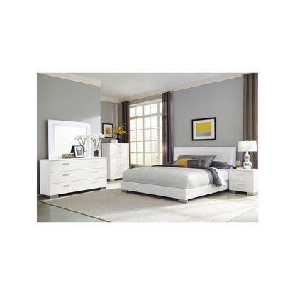Felicity 6-drawer Dresser with LED Mirror White High Gloss