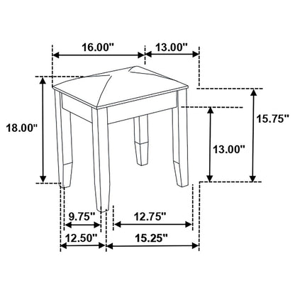 Felicity Upholstered Vanity Stool Metallic and Glossy White
