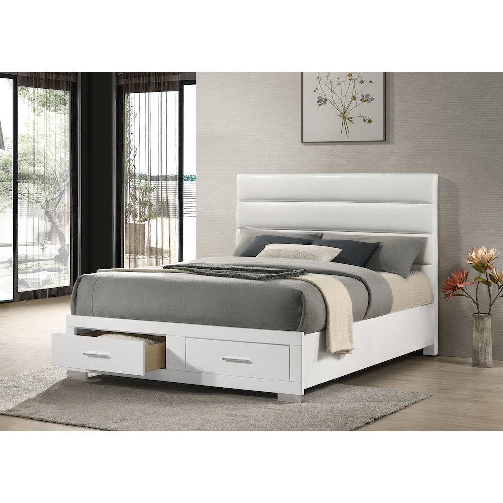 Felicity California King Storage Bed White High Gloss