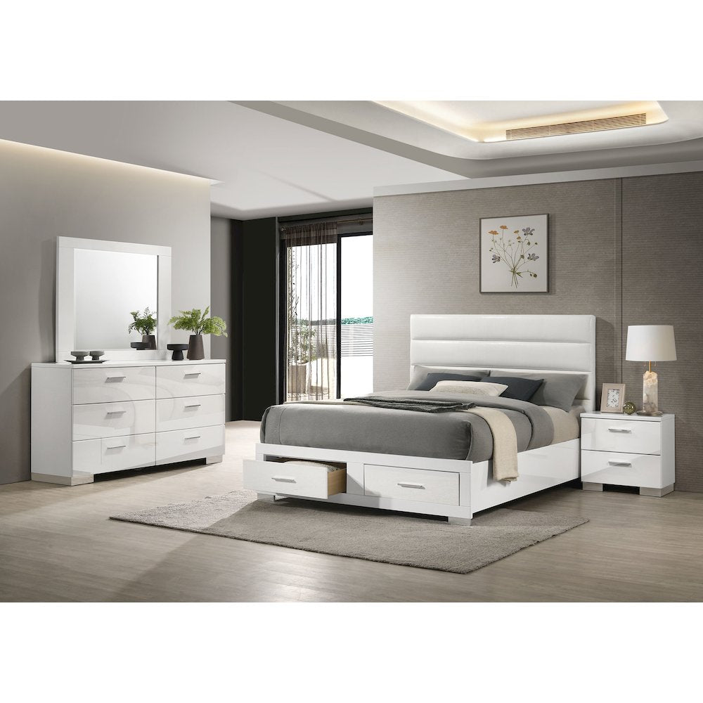 Felicity 4-piece California King Platform Bedroom Set White