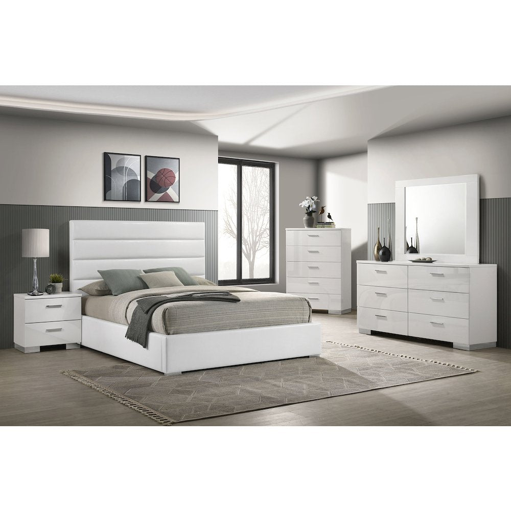 Felicity 53-inch Upholstered Eastern King Platform Bed White