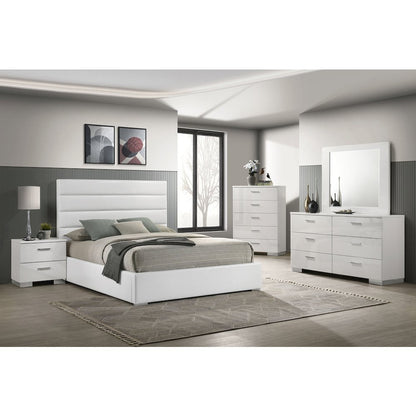 Felicity 53-inch Upholstered Eastern King Platform Bed White