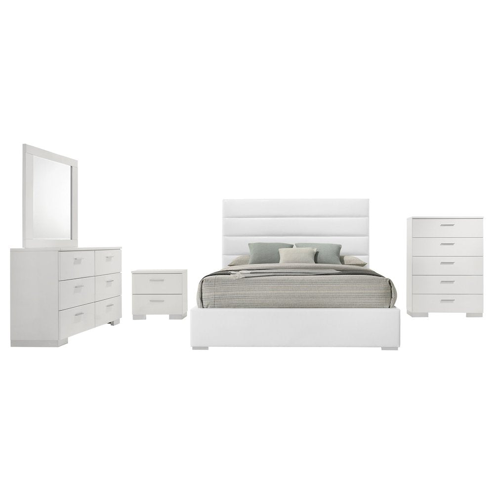 Felicity 5-piece Queen Bedroom Set White High Gloss